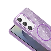 Galaxy S23 FE Kılıf M-safe Şarj Özellikli Parlayan Simli Zore Okso Kapak - 8