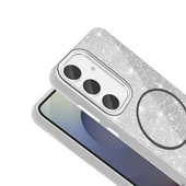 Galaxy S23 FE Kılıf M-safe Şarj Özellikli Parlayan Simli Zore Okso Kapak - 11