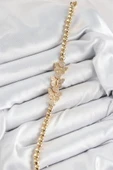 Pirinç Zirkon Taşlı Kelebek Model Gold Renk Kadın Bileklik thumbnail 2