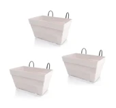 Omnipazar SO-YB01A Askılı Yalı Balkon Saksı 6.5 lt Kirli Beyaz 3 Adet - 1
