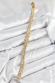 Pirinç Zirkon Taşlı Sıralı Ok Model Gold Renk Kadın Bileklik thumbnail 2