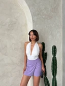 Kapaklı şort etek lila s208 - 5