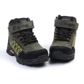 Unisex Çocuk Haki Siyah İçi Kürklü Kışlık Termo Taban Suya Soğuğa Dayanıklı Günlük Rahat Outdoor Bot thumbnail 3