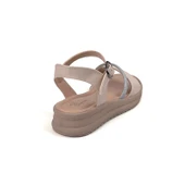 Kadın Krem Taşlı Dolgu Topuklu Sandalet 3 Cm Günlük Rahat thumbnail 5