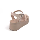 Kadın Krem Dolgu Topuklu Sandalet 6 Cm Rahat Yüksek Topuklu thumbnail 5