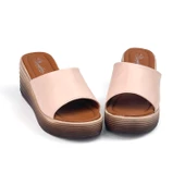 Kadın Krem Dolgu Topuklu Terlik 7 Cm Günlük Rahat Yüksek Topuklu thumbnail 4