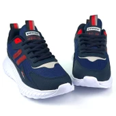 Unisex Lacivert Kırmızı Bağcıklı Esnek Hafif Günlük Sneaker Spor Ayakkabı thumbnail 1