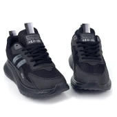 Unisex Siyah Bağcıklı Esnek Hafif Günlük Sneaker Spor Ayakkabı - 1