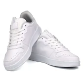 Unisex Beyaz Bağcıklı Rahat Günlük Sneaker Spor Ayakkabı thumbnail 2