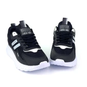 Unisex Siyah Beyaz Bağcıklı Esnek Hafif Günlük Sneaker Spor Ayakkabı thumbnail 1