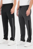 Erkek Siyah-Antrasit Standart Fit Normal Kesim Düz Paça Cep Fermuarlı Rahat Jogger 2'li Eşofman Altı thumbnail 1