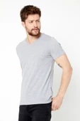 Erkek Pamuklu Kısa Kollu V Yaka T-shirt - 7