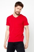 Erkek Pamuklu Kısa Kollu V Yaka T-shirt - 1
