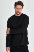 Erkek Siyah Çift Bisiklet Yaka Standart Rahat Kesim Sweatshirt MTLCE68-SİYAH thumbnail 3