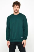 Erkek Koyu Yeşil Basic Bisiklet Yaka Sweatshirt - 3