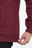 İçi Pamuklu Fermuarlı Dik Yaka Yan Cepli Bordo Erkek Hırka thumbnail 7