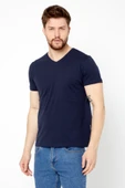 Erkek Pamuklu Kısa Kollu V Yaka T-shirt - 11
