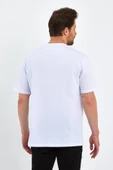 Erkek Beyaz Baskılı Basic Oversize Bisiklet Yaka Kısa Kollu T-shirt thumbnail 6