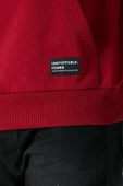 Bordo Erkek Kapüşonlu Kanguru Cepli Sweatshirt thumbnail 5