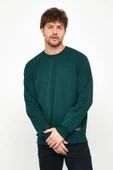 Erkek Koyu Yeşil Basic Bisiklet Yaka Sweatshirt - 2