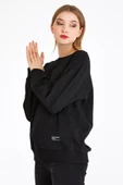 Kadın Siyah Renk Basic Bisiklet Yaka Sweatshirt - 3