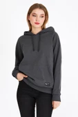 Kadın Antrasit Kapüşonlu Basic Örme Sweatshirt thumbnail 1