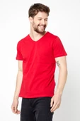 Erkek Pamuklu Kısa Kollu V Yaka T-shirt - 3