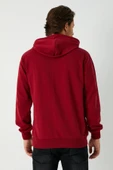 Bordo Erkek Kapüşonlu Kanguru Cepli Sweatshirt thumbnail 6