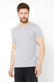 Erkek Pamuklu Kısa Kollu V Yaka T-shirt - 6