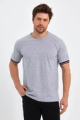 Erkek Basic Kolları Şeritli %100 Pamuk Bisiklet Yaka Regular Fit 3'Lü T-shirt - 9