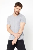 Erkek Pamuklu Kısa Kollu V Yaka T-shirt - 5