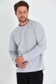 Erkek Gri Çift Bisiklet Yaka Standart Rahat Kesim Sweatshirt thumbnail 5