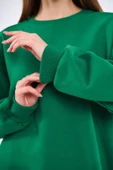 Yeşil Kadın Pamuklu Oversize Basic Bisiklet Yaka Sweatshirt thumbnail 5