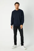Erkek Lacivert Basic Bisiklet Yaka Sweatshirt thumbnail 2