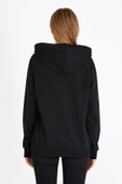 Kadın Siyah Kapüşonlu Basic Örme Sweatshirt thumbnail 6
