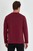 Erkek Bordo Çift Bisiklet Yaka Standart Rahat Kesim Sweatshirt MTLCE68-BORDO - 5