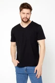 Erkek Çok Renkli T- Shirt Regular Fit Rahat Kesim V Yaka 3'lü Basic Tişört Paketi - 12