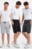 Erkek Regular Fit Yanları Cepli Rahat Kesim 3'Lü Şort thumbnail 1