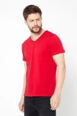 Erkek Pamuklu Kısa Kollu V Yaka T-shirt - 2