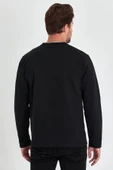 Erkek Siyah Çift Bisiklet Yaka Standart Rahat Kesim Sweatshirt MTLCE68-SİYAH thumbnail 6