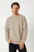 mmetalic Erkek Basic Bisiklet Yaka Bej Sweatshirt thumbnail 3