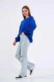 Saks Kadın Pamuklu Oversize Basic Bisiklet Yaka  Sweatshirt thumbnail 4