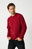 Erkek Bordo Basic Bisiklet Yaka Sweatshirt thumbnail 1