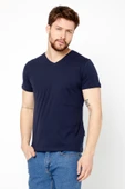 Erkek Pamuklu Kısa Kollu V Yaka T-shirt - 10
