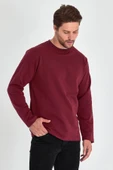 Erkek Bordo Çift Bisiklet Yaka Standart Rahat Kesim Sweatshirt MTLCE68-BORDO - 3