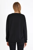 Kadın Siyah Renk Basic Bisiklet Yaka Sweatshirt - 6