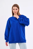 Saks Kadın Pamuklu Oversize Basic Bisiklet Yaka  Sweatshirt thumbnail 2