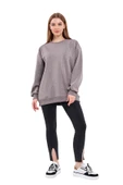Kahve Kadın Pamuklu Oversize Basic Bisiklet Yaka Sweatshirt thumbnail 1