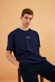 Leo Erkek Oversize Tshirt %100 Pamuk Bisiklet Yaka Baskı Detaylı Basic Tişört MTLCE85 - 4