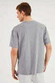 Leo Erkek Oversize Tshirt %100 Pamuk Bisiklet Yaka Baskı Detaylı Basic Tişört MTLCE87 - 7